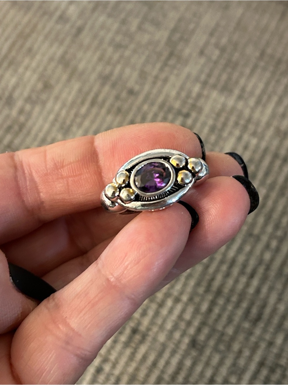 Silver Amethyst statement Ring size 6 - 6.5 - Picture 3 of 11